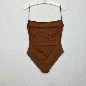 Ziah Fine Strap Square Neck Black One-Piece Women's Swimsuit Measurements In Pic